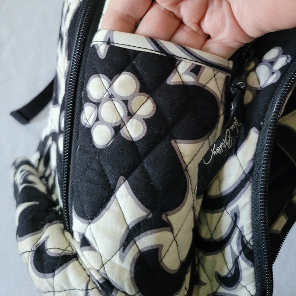 Vera Bradley Retired Pattern Night And Day - Floral Black and White Backpack - Picture 7 of 16
